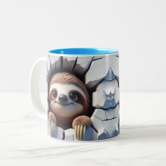3D Niedlich Baby Sloth Hot Cocoa Kaffees Tiere Tas Zweifarbige Tasse (Vorderseite Links)