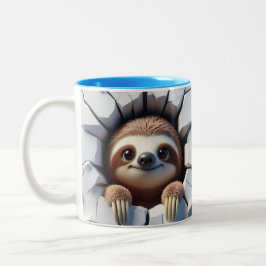 3D Niedlich Baby Sloth Hot Cocoa Kaffees Tiere Tas Zweifarbige Tasse