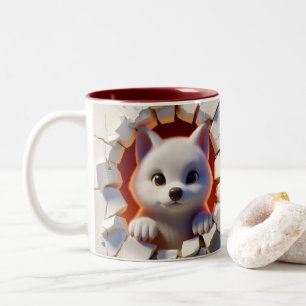 3D Niedlich Baby Wolf Hot Cocoa Kaffees Tiere Zweifarbige Tasse