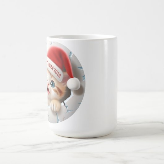 3D Niedlich Kitten in Santa's Hat zu Weihnachten Kaffeetasse (Mittel)