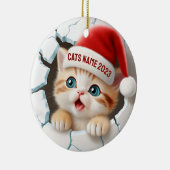 3D Niedlich Kitten in Santa's Hat zu Weihnachten Keramik Ornament (Rechts)