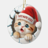 3D Niedlich Kitten in Santa's Hat zu Weihnachten Keramik Ornament (Links)