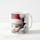 3D Niedlich Kitten mit Weihnachtsmannmütze Kaffeetasse (VorderseiteRechts)