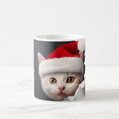 3D Niedlich Kitten mit Weihnachtsmannmütze Kaffeetasse (Mittel)