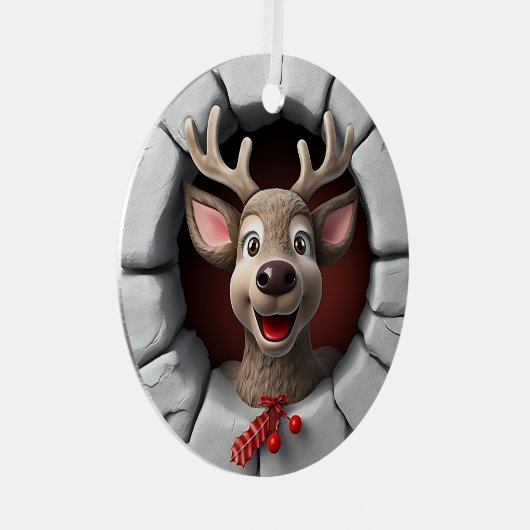 3D Niedlich Reindeer Weihnachtsfest Ornament Aus Metall (Vorderseite Rechts)