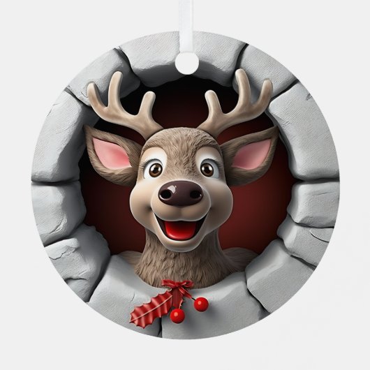 3D Niedlich Reindeer Weihnachtsfest Ornament Aus Metall (Rückseite)