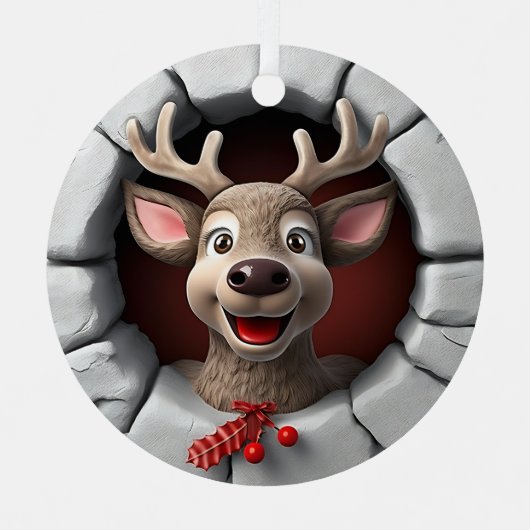 3D Niedlich Reindeer Weihnachtsfest Ornament Aus Metall (Vorderseite)