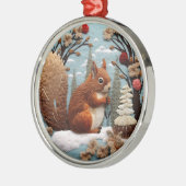 3D Niedlich Woodland Eichhörnchen Tierkirchen Ornament Aus Metall (Links)