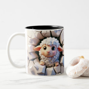 3D Niedliche Babyschaf-Hot-Cocoa-Kaffeetiere Zweifarbige Tasse