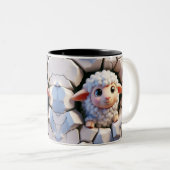 3D Niedliche Babyschaf-Hot-Cocoa-Kaffeetiere Zweifarbige Tasse (VorderseiteRechts)