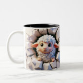 3D Niedliche Babyschaf-Hot-Cocoa-Kaffeetiere Zweifarbige Tasse (Links)