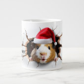 3D Niedliche Guinea mit Weihnachtsmannmütze Jumbo-Tasse (Vorderseite)