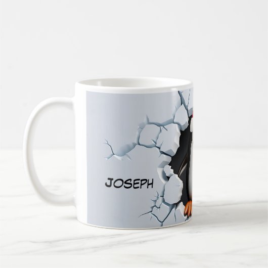 3D Niedlicher Pinguin mit Weihnachtsmannmütze Kaffeetasse (Links)