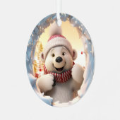 3D Niedlicher Weihnachtsbär Ornament Aus Metall (Vorderseite links)