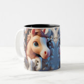 3D Niedliches Baby Horse Hot Cocoa Kaffees Tiere Zweifarbige Tasse (Vorderseite Links)
