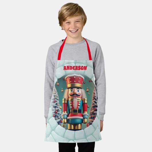 3D Nutcracker Weihnachtskids Personalisiert Schürze (Getragen)