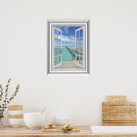 3D Ocean View Fake Window Poster (Küche)