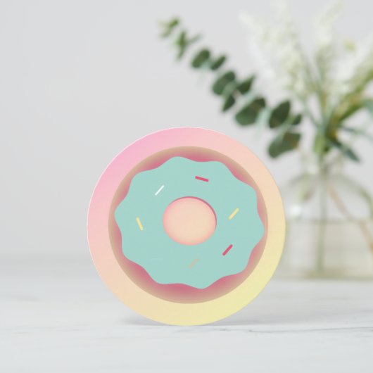 3D Ombre Aquamarin und rosa Donut Sprinkle Mix Rou Einladung (Stehend Vorderseite)