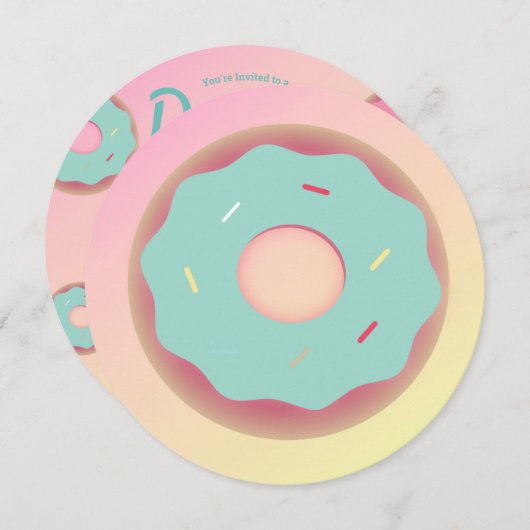 3D Ombre Aquamarin und rosa Donut Sprinkle Mix Rou Einladung (Vorne/Hinten)
