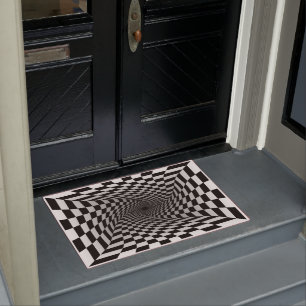 3D-optische Illusion Vortex, modern schwarz-weiß Fußmatte