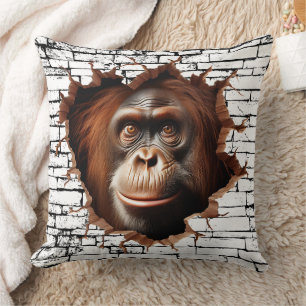 3D Orang-Utan-Wandbruch-Kunst – Realistischer Safa Kissen
