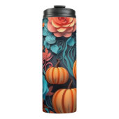 3D Orange und Türkis Halloween Thermosbecher (Vorderseite)
