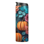 3D Orange und Türkis Halloween Thermosbecher (Nach rechts gedreht)