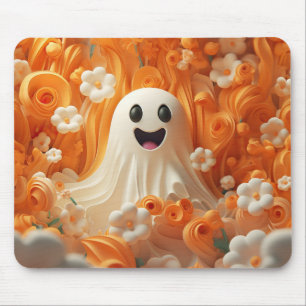 3D Orange und White Ghost Mousepad