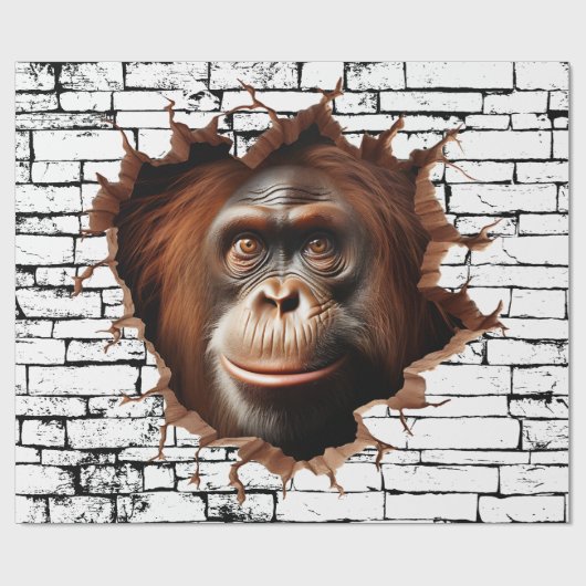 3D Orangutan Mauer Break - The Restaurant Geschenkpapier (Flach)