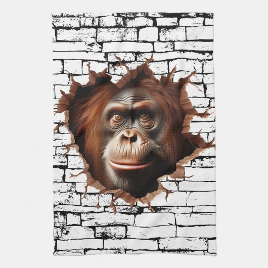 3D Orangutan Mauer Break - The Restaurant Geschirrtuch (Vertikal)