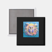 3d Owl #2 Aufkleber Magnet (Vorderseite/Rückseite)
