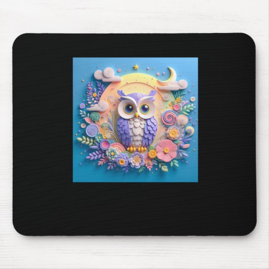 3d Owl #2 Aufkleber Mousepad (Vorne)