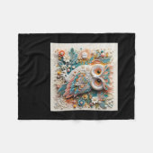 3d Owl #7 Aufkleber Fleecedecke (Vorderseite (Horizontal))
