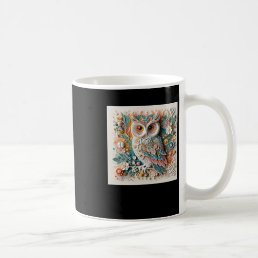 3d Owl #7 Aufkleber Kaffeetasse (Rechts)