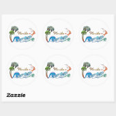 3d Palmen, Waves & Sunset FLORIDA Runder Aufkleber (Blatt)