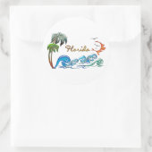 3d Palmen, Waves & Sunset FLORIDA Runder Aufkleber (Tasche)