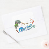 3d Palmen, Waves & Sunset MAUI Quadratischer Aufkleber (Umschlag)