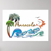 3d Palmen, Waves & Sunset PENSACOLA Poster (Vorne)