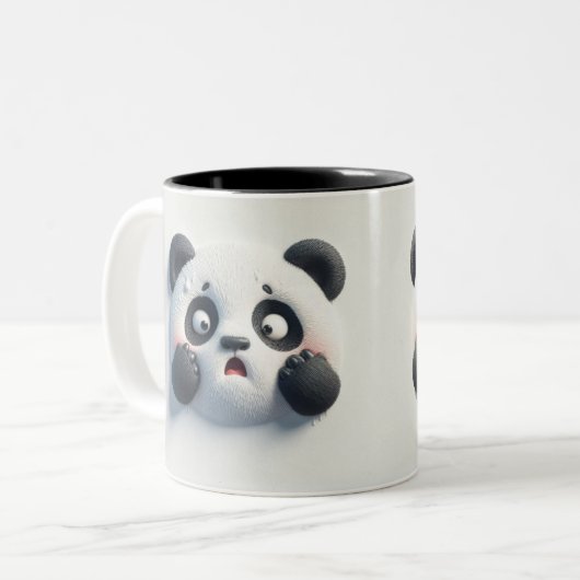 3D-Panda-Bär-Funny-Tiere Zweifarbige Tasse (Vorderseite Links)