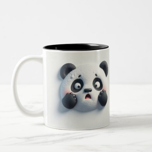 3D-Panda-Bär-Funny-Tiere Zweifarbige Tasse (Links)