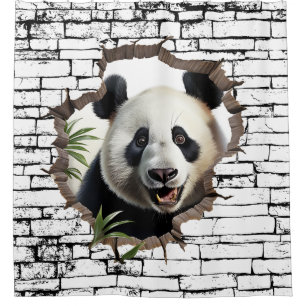 3D Panda Wall Break - The Restaurant Duschvorhang