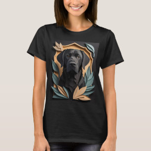 3D Paper Art Black Labrador Design T - Shirt