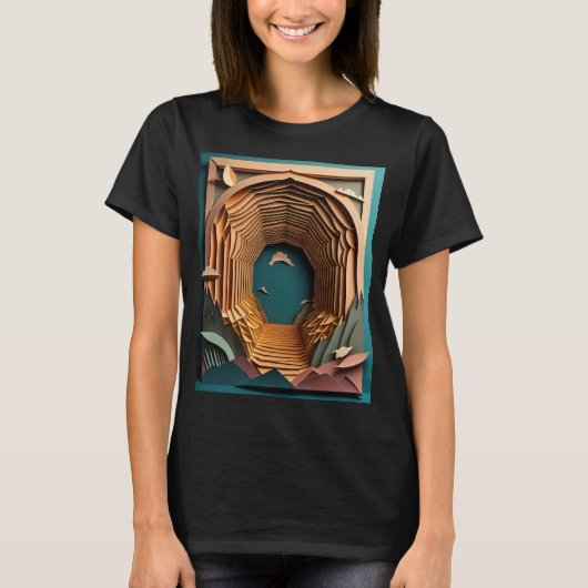 3D Paper Art Design T - Shirt (Vorderseite)