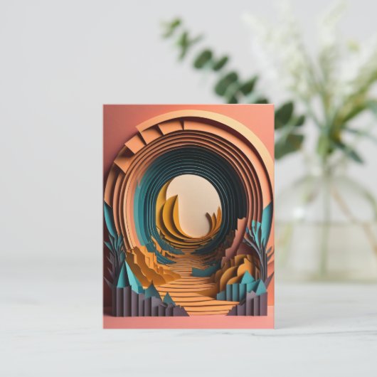 3D Paper Art Design T - Shirt Postkarte (Stehend Vorderseite)