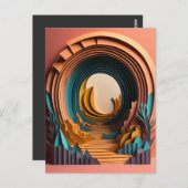 3D Paper Art Design T - Shirt Postkarte (Vorne/Hinten)