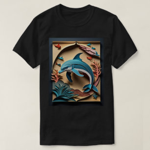3D Paper Art Dolphin Design T - Shirt
