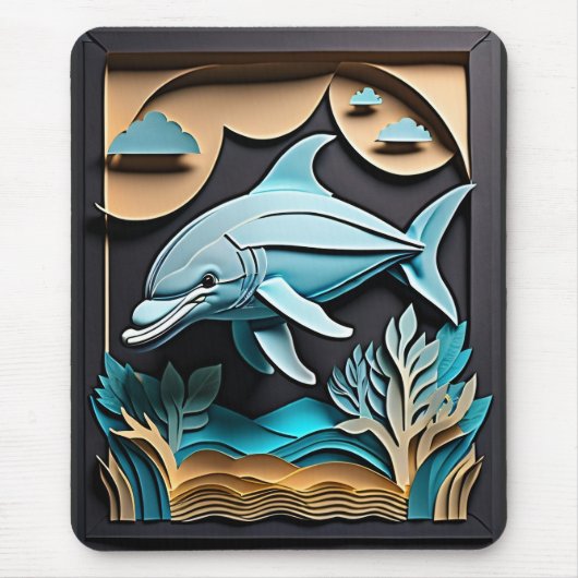 3D Paper Art Dolphin Design T - Shirt Mousepad (Vorne)