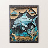 3D Paper Art Dolphin Design T - Shirt Puzzle (Vertikal)