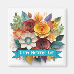 3D Paper Art Floral Mutter Tag Magnet