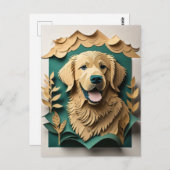 3D Paper Art Golden Retriever Design T - Shirt Postkarte (Vorne/Hinten)